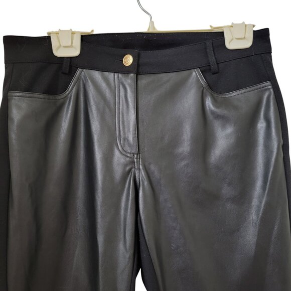 MICHAEL Michael Kors Size 6 Black Faux Leather Front Pants, Exc. Used Cond. - Picture 2 of 14